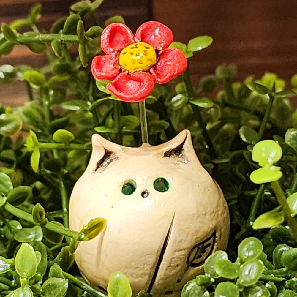 Charming Ceramic Cat Figurine, Sculpture, Cat Pottery Figurine, Ceramic Cat Art